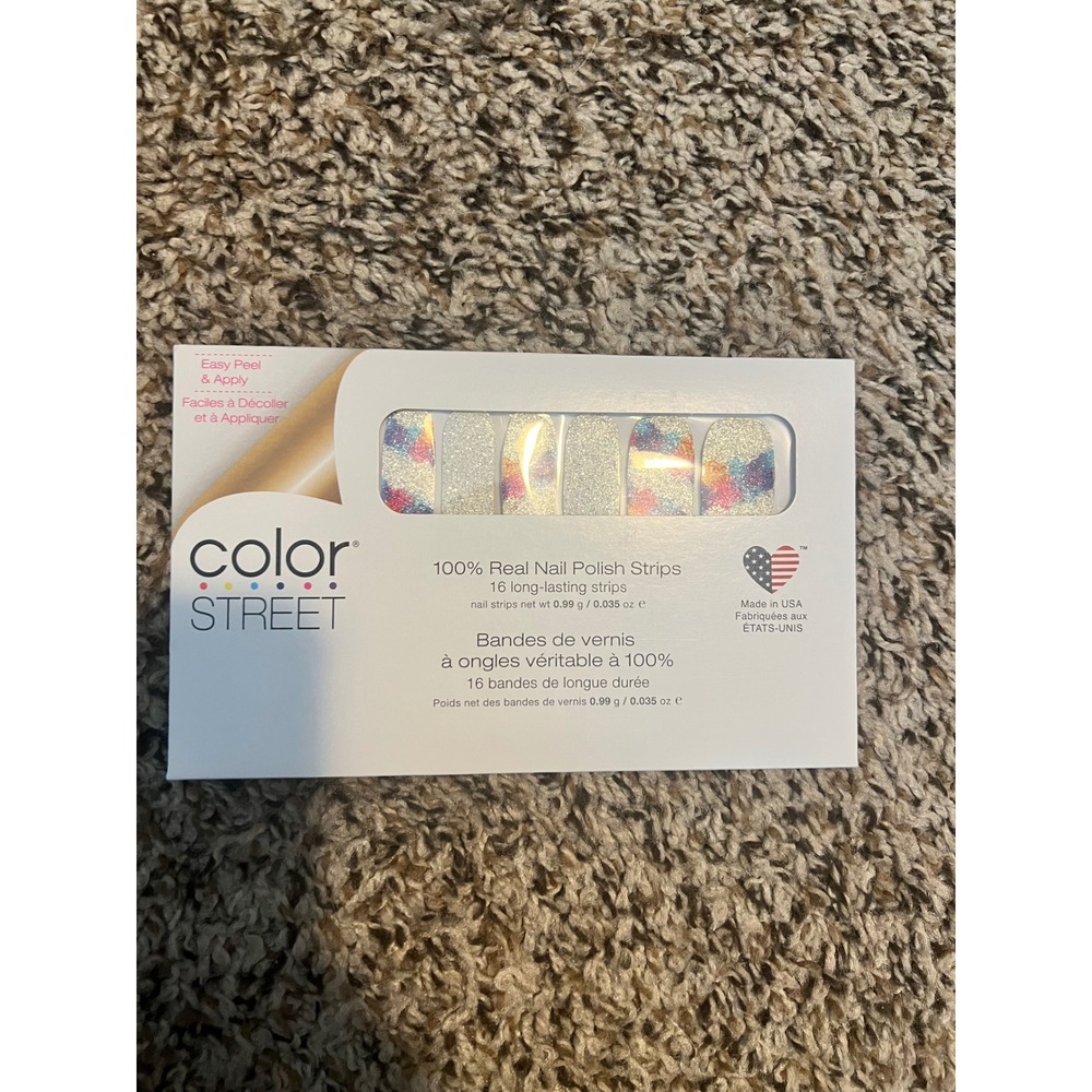 Color Street Paint the Town Real Nail Polish Strips Glitter Multi Silver FDG345